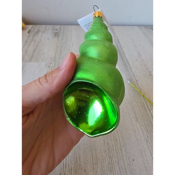 Vintage radko mint green sea swirl seashell shell ornament glass glitter Beach w - Picture 6 of 9